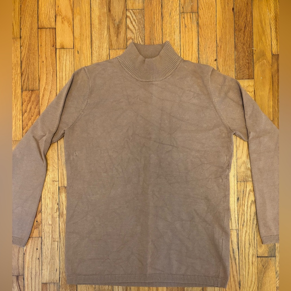 Women's Tan Turtleneck Sweater Metric Knits